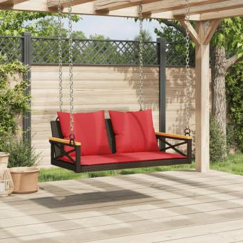 Hängebank mit Kissen Braun 109x62x40 cm Poly Rattan