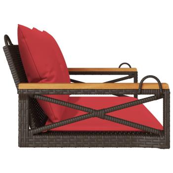 Hängebank mit Kissen Braun 109x62x40 cm Poly Rattan