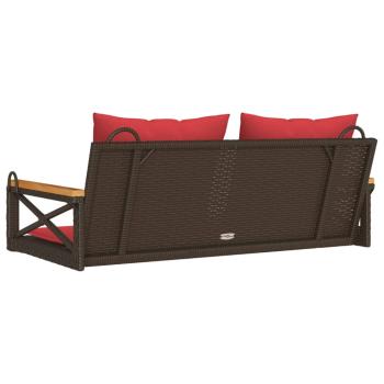 Hängebank mit Kissen Braun 109x62x40 cm Poly Rattan
