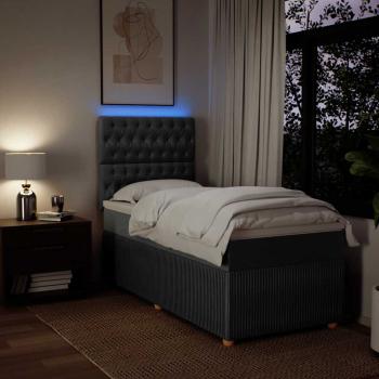 Boxspringbett mit Matratze Dunkelgrau 90x200 cm Stoff