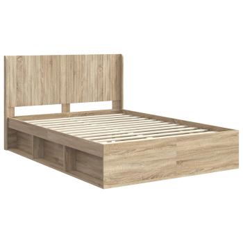 Bettgestell mit Stauraum und Kopfteil 2 Stk. Holzwerkstoff