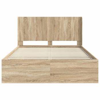 Bettgestell mit Stauraum und Kopfteil 2 Stk. Holzwerkstoff