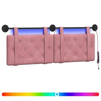 Hängendes Kopfteil Mit LED Licht Rosa Samt