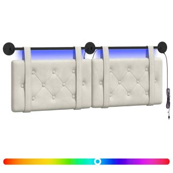 Hängendes Kopfteil Mit LED Licht Creme Samt