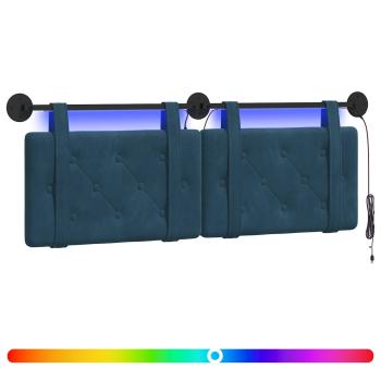 Hängendes Kopfteil Mit LED Licht Blau Samt