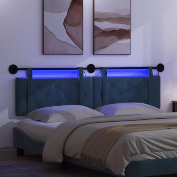 Hängendes Kopfteil Mit LED Licht Blau Samt
