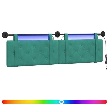 Hängendes Kopfteil Mit LED Licht Türkis Samt