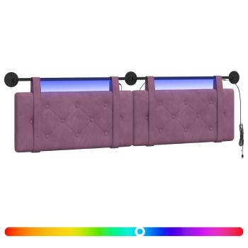 Hängendes Kopfteil Mit LED Licht Lila Samt