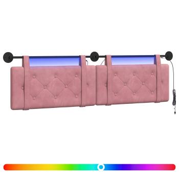 Hängendes Kopfteil Mit LED Licht Rosa Samt
