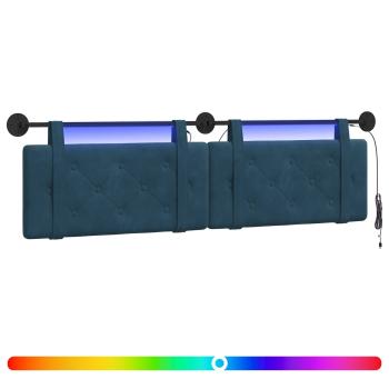 Hängendes Kopfteil Mit LED Licht Blau Samt
