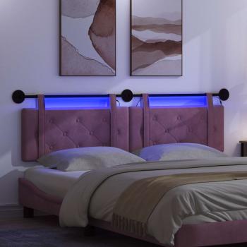 Hängendes Kopfteil Mit LED Licht Lila Samt
