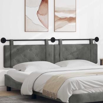 ARDEBO.de - Hängendes Kopfteil Mit LED Licht Dunkelgrau Samt