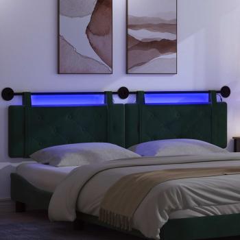 Hängendes Kopfteil Mit LED Licht Dunkelgrün Samt