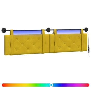Hängendes Kopfteil Mit LED Licht Gelb Samt