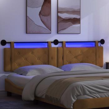 Hängendes Kopfteil Mit LED Licht Braun Samt