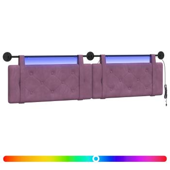 Hängendes Kopfteil Mit LED Licht Lila Samt