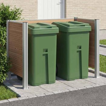 ARDEBO.de - Mülltonnenzaun Braun 161 x 85 x 115 cm Aluminium und WPC