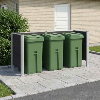 ARDEBO.de - Mülltonnenzaun Grau 237 x 85 x 115 cm Aluminium und WPC