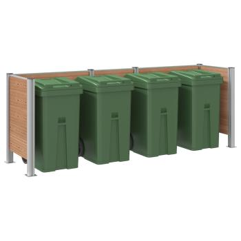 Mülltonnenzaun Braun 315 x 85 x 115 cm Aluminium und WPC