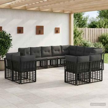 ARDEBO.de - Outdoor-Sofagarnitur Schwarz und Dunkelgrau Polyester