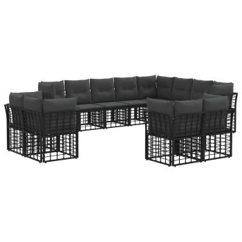 Outdoor-Sofagarnitur Schwarz und Dunkelgrau Polyester