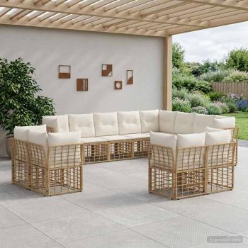 ARDEBO.de - Outdoor-Sofagarnitur Natürlich und Cremweiß Polyester