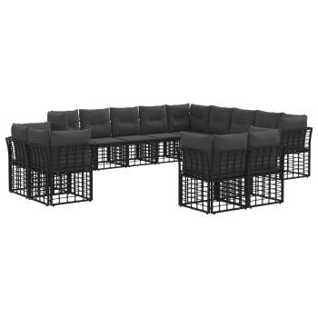 Outdoor-Sofagarnitur Schwarz und Dunkelgrau Polyester
