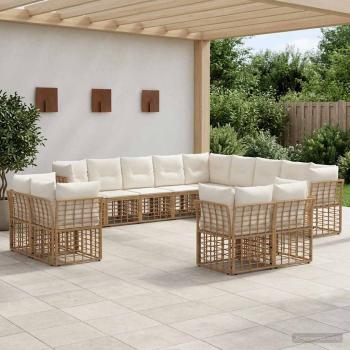 ARDEBO.de - Outdoor-Sofagarnitur Natürlich und Cremweiß Polyester