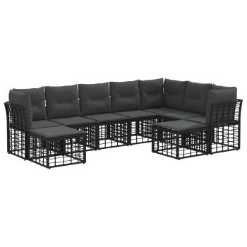Outdoor-Sofagarnitur Schwarz und Dunkelgrau Polyester
