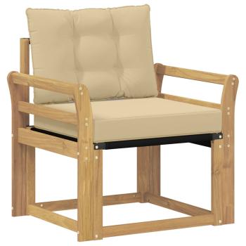 Outdoor-Sofa Massives Akazienholz und Textilene Weiß