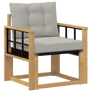 Outdoor-Sofa Massives Akazienholz und Textilene Weiß