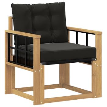 Outdoor-Sofa Massives Akazienholz und Textilene Weiß