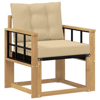 Outdoor-Sofa Massives Akazienholz und Textilene Weiß