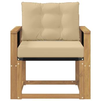 Outdoor-Sofa Massives Akazienholz und Textilene Weiß