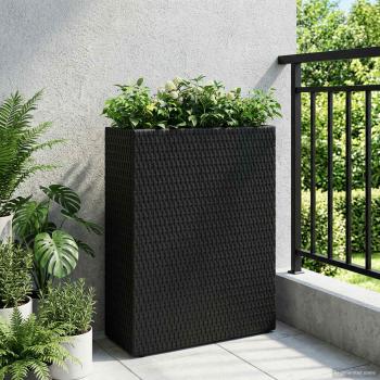 ARDEBO.de - Hoher Pflanzkübel Schwarz 55 x 22 x 70 cm Poly-Rattan