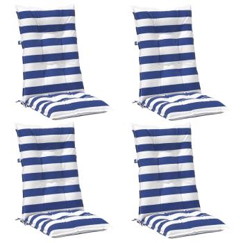 Outdoor-Kissen 4 stk. Stoff Blau und Weiß 120 x 50 x 7 cm