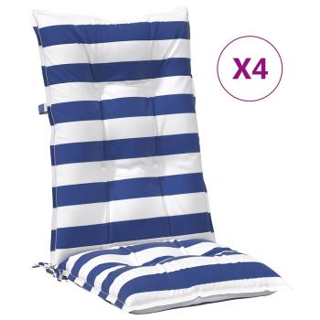 Outdoor-Kissen 4 stk. Stoff Blau und Weiß 120 x 50 x 7 cm