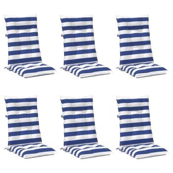 Outdoor-Kissen 6 Stück Blau und Weiß 120 x 50 x 7 cm Stoff