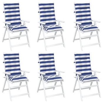 Outdoor-Kissen 6 Stück Blau und Weiß 120 x 50 x 7 cm Stoff