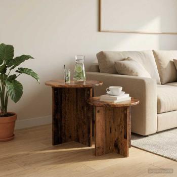 ARDEBO.de - Beistelltisch-Set 2 stk. Altholz Ø 45 x 45 cm Holzwerkstoff