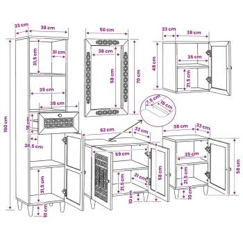 Badezimmermöbel-Set mit Schubladen 5 pcs Braun Holzwerkstoff