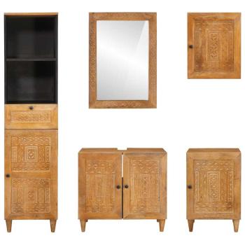 Badezimmermöbel-Set mit Schubladen 5 pcs Braun Holzwerkstoff