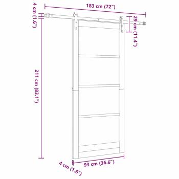 Schiebetür ORKDAL Weiß 93 x 211 cm Massivholz Kiefer und Glas
