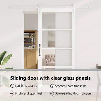Schiebetür ORKDAL Weiß 93 x 211 cm Massivholz Kiefer und Glas