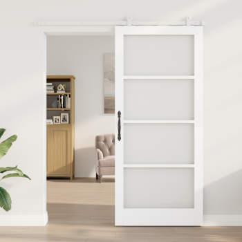 Schiebetür ORKDAL Weiß 93 x 211 cm Massivholz Kiefer und Glas