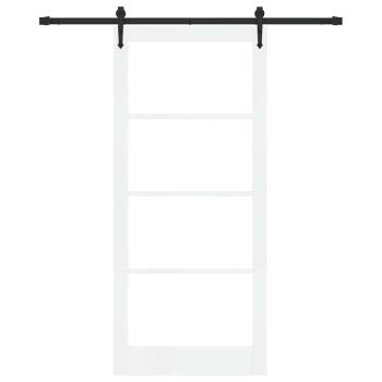 Schiebetür Weiß 93 x 211 cm Massivholz Kiefer und Glas