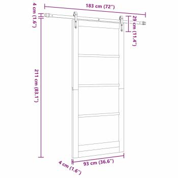 Schiebetür Weiß 93 x 211 cm Massivholz Kiefer und Glas