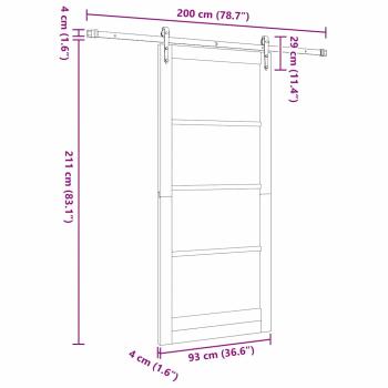 Schiebetür Weiß und Schwarz 93 x 211 cm