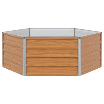Hochbeet im Garten Holzoptik 129 x 129 x 45 cm Verzinkter Stahl