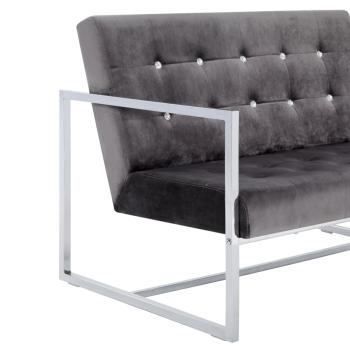 2-Sitzer-Sofa mit Armlehnen Dunkelgrau Chrom und Samt